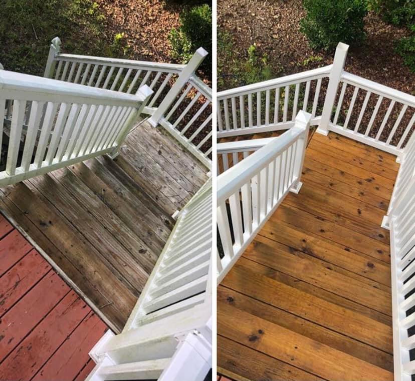 Deck stairs before and after