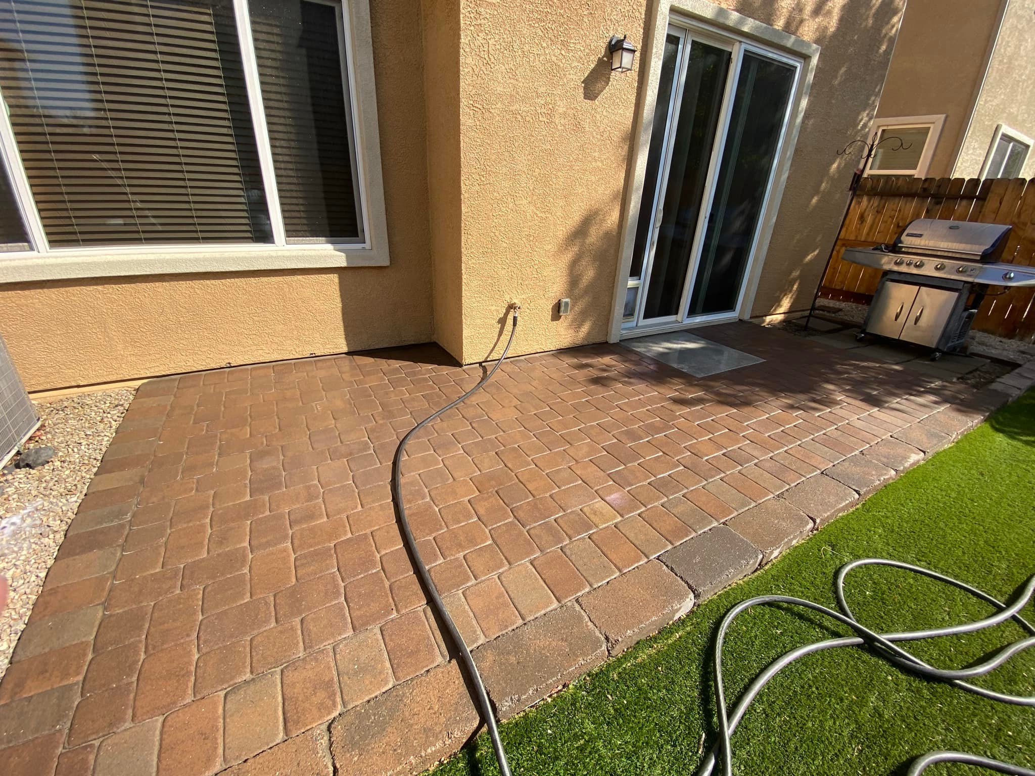 Paver patio cleaned by Pack City in Reno