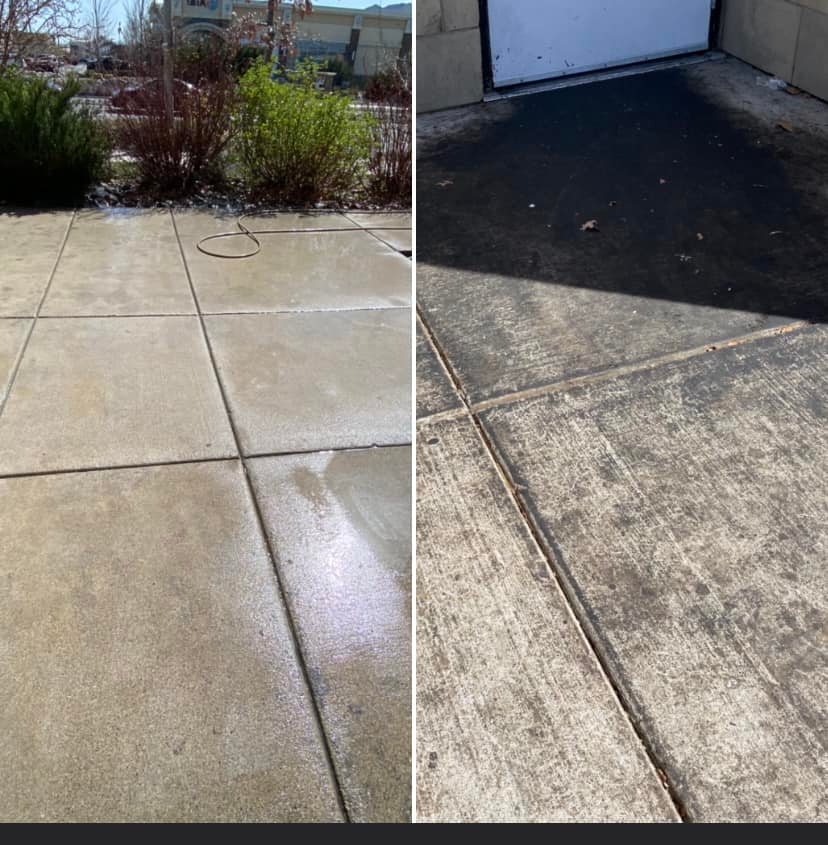Concrete cleaning in progress