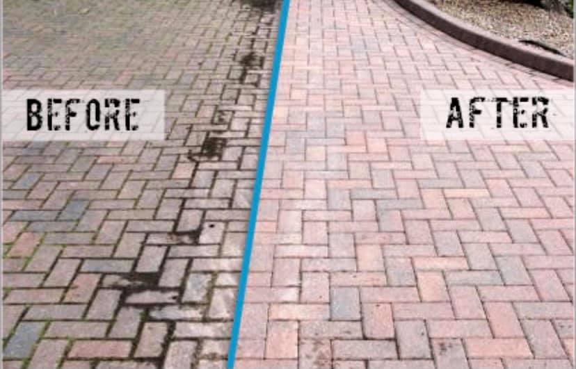 Brick pavers, before and after