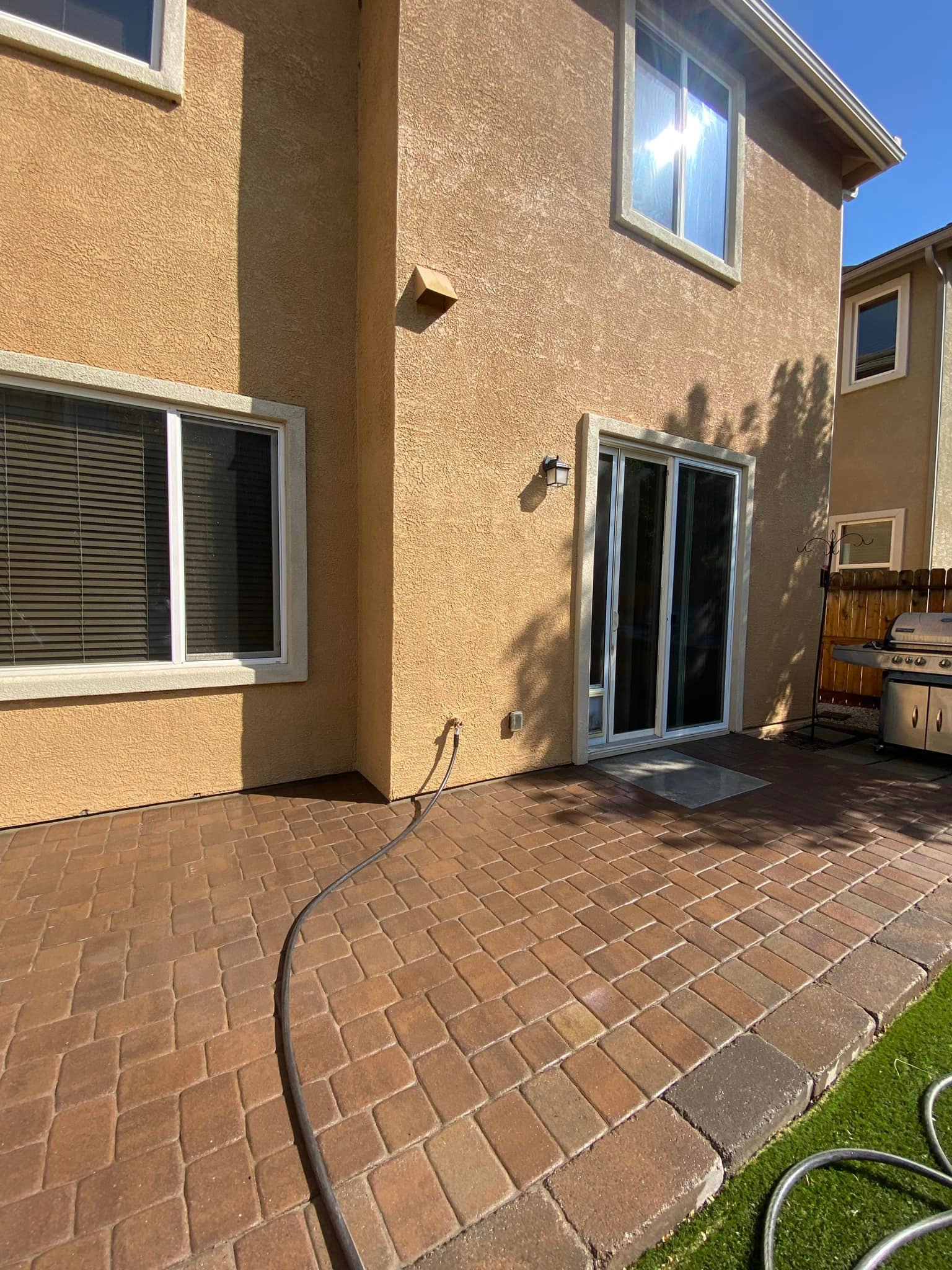 Brick paver patio after cleaning